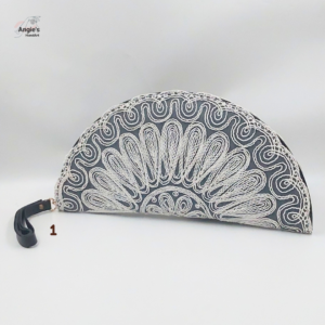 Ημικυκλικό Τσαντάκι χειρός, δερματίνη με ακριλική δαντέλα