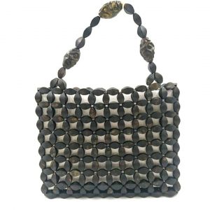Γυναικεία τσάντα καρπού από χάντρες, μαύρο με λίγο χρυσό – Rosario