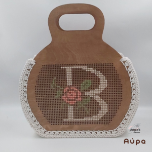 Αύρα - Γυναικεία ξύλινη τσάντα χειρός της συλλογής Κλωστή και Ξύλο